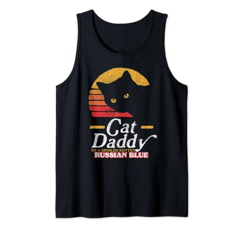 Retro Cat Daddy To A Spoiled Rotten Russian Blue Funny 80s Canotta