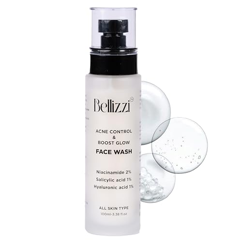 Image of Bellizzi Acne Control and Boost Glow Face Wash with Niacinamide, Salicylic Acid as well as Hyaluronic Acid | Gentle Daily Cleanser for All Skin Types | 100 ml
