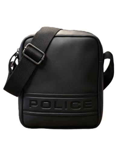 Image of Police Premium Small Crossbody Bag for Men | Compact Sling Bag with Main Compartment & Multi-Utility Pocket | Adjustable Shoulder Strap | Lightweight Everyday Travel Bag | Black