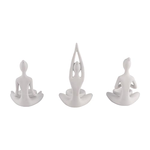 Sagebrook Home 17142-01 7 Inch Set Of 3 Yoga Candle Holder - Polyresin White Seated Women Votive Candle Holder thumb #2