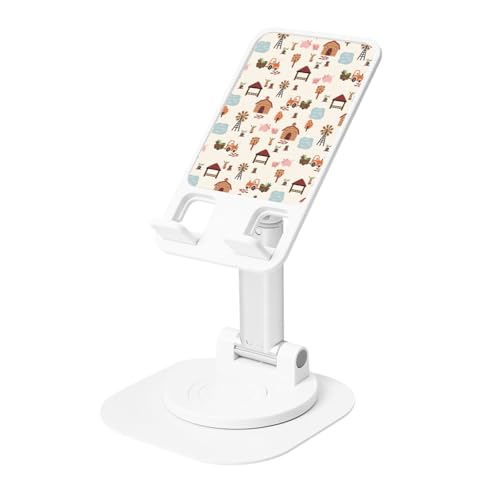 Salelf Cartoon Village Map for 360° Rotating Phone Stand for Desk - Adjustable Cell Phone Holder with Stable Circular Base, Perfect for Office, Home, Watching Videos