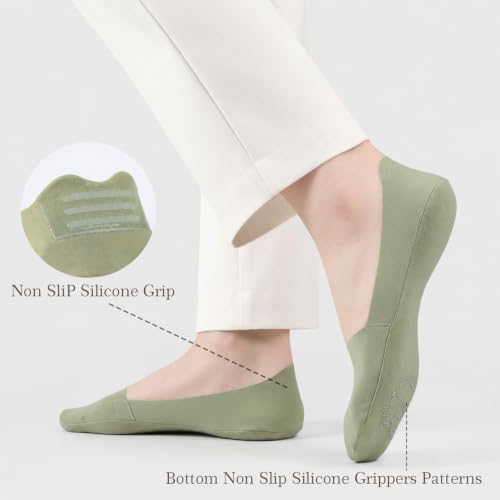 Image of No Show Socks for Women, Non Slip Nylon Thin Footies Invisible Silky Low Liner Socks for Loafers Flats 6 Pairs