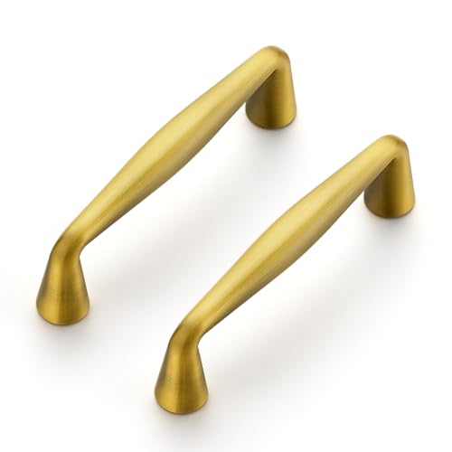 Image of Ravinte Brushed Brass Cabinet Handles Solid Handles,3 Inch,10 Pack