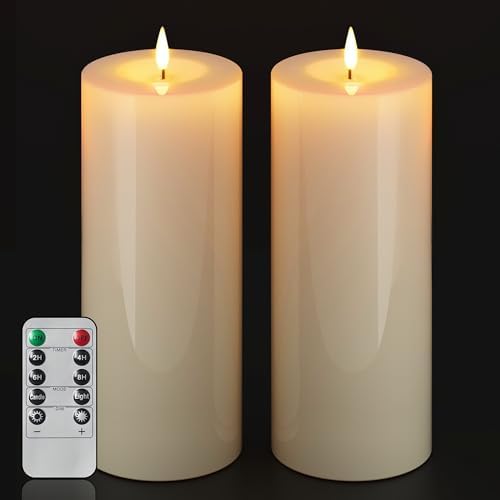 10" x 4" Large Outdoor Candles with Timer Waterproof Flickering Flameless Candles