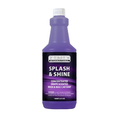 Zenex Splash & Shine - Premium Foaming Car Wash Soap & Wax | Tough Dirt Removal & Shine Enhancement | Protective Wax Coating | For Cars, Trucks, RVs, & Motorcycles | Grape Scent | 32 oz - 1 Pack