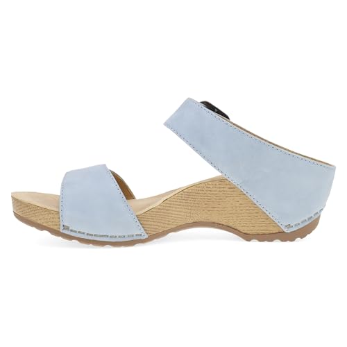 Image of Dansko Tanya Slip-On Wedge Sandal for Women - Cushioned, Contoured Footbed for All-Day Comfort and Support - Hook & Loop Strap with Buckle Detail - Lightweight Rubber Outsole