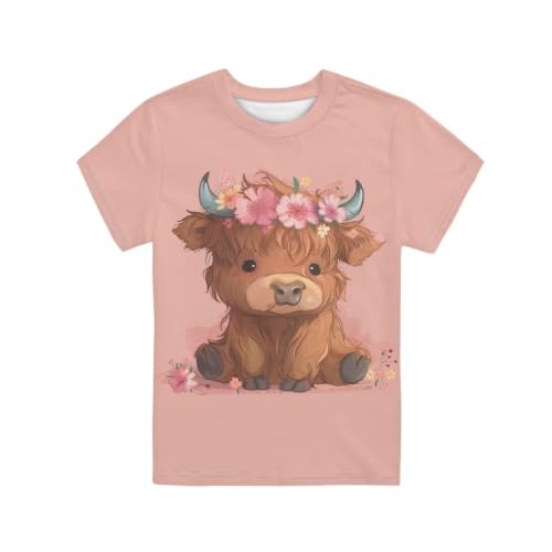 Image of Novelty 3D Graphic T Shirts for Kids Crew Neck Funny Animal Print Short Sleeve Girls Tshirts 3-16 Years