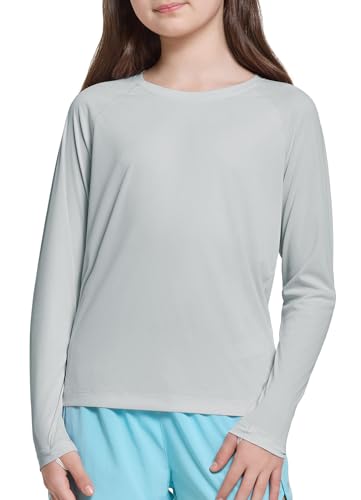 Image of baleaf Girl's Rash Guard Swim Shirts Sun Shirt UV Long Sleeve Tops Quick Dry Lightweight UPF 50+ Clothing