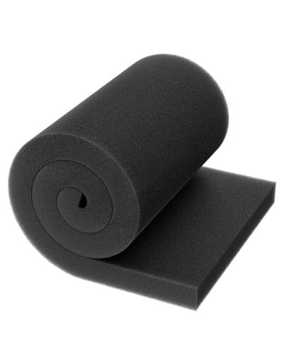 Pawfly Aquarium Filter Media Pad for Fish Tank Filters, 40 PPI Aquarium Filter Media Sponge Filter Floss Roll for Sumps Ponds Hydroponics Black Foam Floss for Water Filtration, 91 x 30 x 3 cm