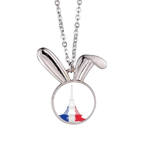 Collier Tour Eiffel et lapin mignon en bijoux fantaisie de Paris