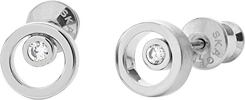 Skagen Kariana Circle Ohrstecker für Damen in der Farbe Silber mit Zirkonia Steinen, 7,4mm, SKJ0836040