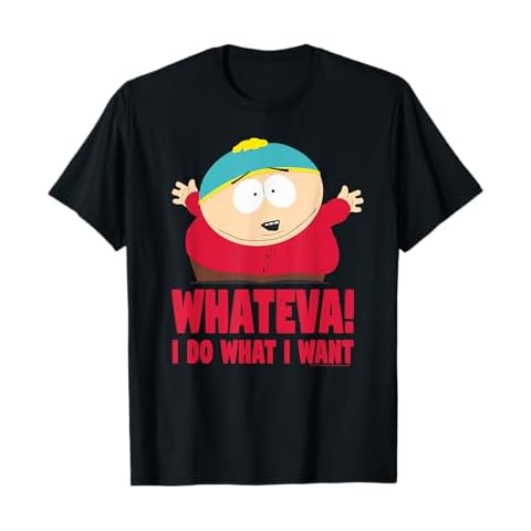 South Park Cartman Classic Fit T-Shirt - Black Crew Neck, Short Sleeve, Casual Cover