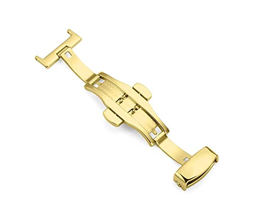 Image of 14mm 16mm 18mm 20mm 22mm Butterfly Push Type Stainless Steel Silver Rose Golden Black Deployment Buckle Clasp Fits Leather Rubber Watch Band Strap