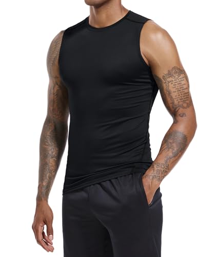 Holure Men's 5 Pack Compression Tank Tops Athletic Muscle Tee Fitness Bodybuilding Sleeveless T-Shirt2