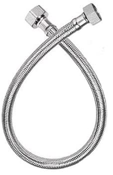 Spazio 18 Inch Stainless Steel Connection Pipe/Hose Pipe Heavy Duty, Chrome Finish For Bathroom Accessories/Toilet Accessories (Pack Of 1)