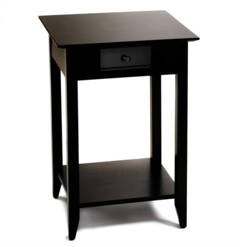 Convenience Concepts American Heritage End Table with Drawer and Shelf, Black
