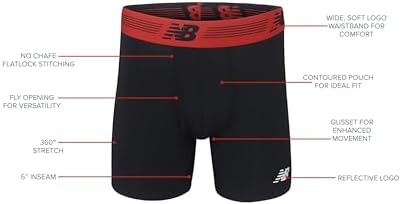 New Balance Men's Performance Boxer Briefs with Fly, Breathable Stretch Underwear, Moisture Wicking, Soft Waistband (3 Pack) - View 8