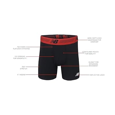 New Balance Men's Performance Boxer Briefs with Fly, Breathable Stretch Underwear, Moisture Wicking, Soft Waistband (3 Pack)