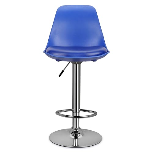 Image of DPI Metal Modern Height Adjustable and 360 Degree Revolving Bar Stool | Kitchen Chair Suitable for Kitchen Cafeteria Dining Office Shops | (1, Blue)
