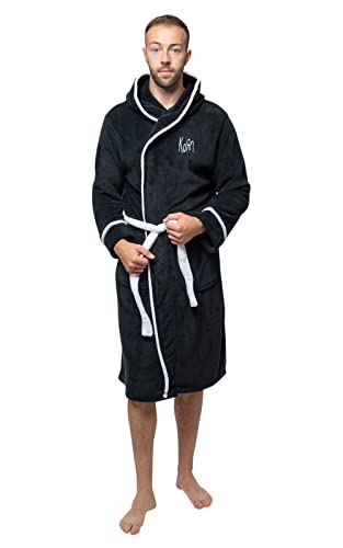 Image of Korn Bathrobe Classic Band Logo Official Black super soft fleece Unisex S