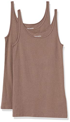 Amazon Essentials Women's Slim-Fit Thin Strap Tank, Pack Of 2, Dark Beige, Large #TOP5