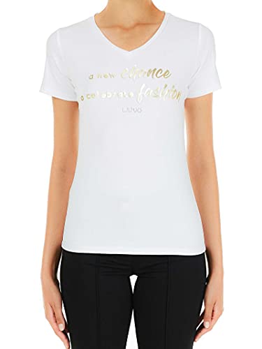 T-shirt Liu Jo blanc Large col en V à motif graphique respirant