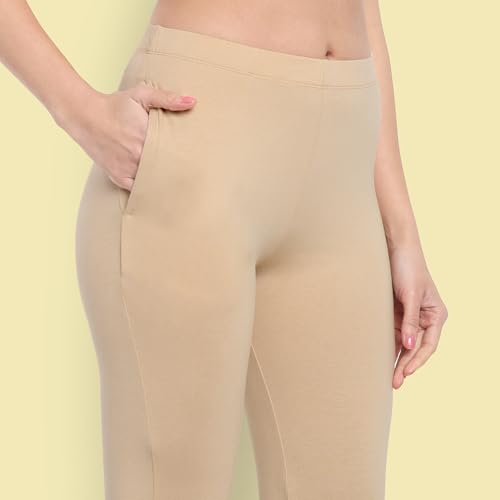 Image of ONE SKY Women Full Length Leggings | Cotton Modal Spandex Blend | High Waist Stretchable & Bio-Washed Fabric | Colour-Lock Technology | Comfortable Leggings for Women