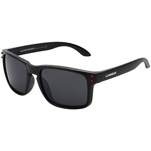LianSan Designer Oversized Rectangular Women Men Sports Sunglasses Wayfarer Glasses 0709(black(red))