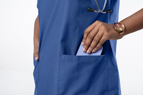 Image of Uniform Craft Women's 4 Pocket Scrub Suit Set | Medical Uniform | Cross V-Neck Poly Cotton | Short Sleeve Hospital Wear | Ideal for Doctors & Nurses (Bright Blue, L)