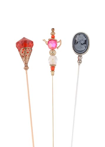 Image of Alilang Classic Vintage 3Pcs Hat Brooch Pin Set with Rhinestone and Pearl Accents for Scarves and Hats Lapel Pin Accessories