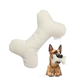 Pata Pal Sustainable Eco-Friendly Durable Cotton Canvas Squeaky Dog Bone Chew Toy for Chewing, Playing and Exercise – T-Bone, White (Safe for Pets & Kids)