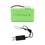 Tosiicop 9.6V 2400mAh NiMH Battery - RC Car Rechargeable Battery AA with Tamiya KET-2P Plug and USB Charge Cable for RC Car Spare Part RC Tank Boat Batteries (9.6V 2400mAh)