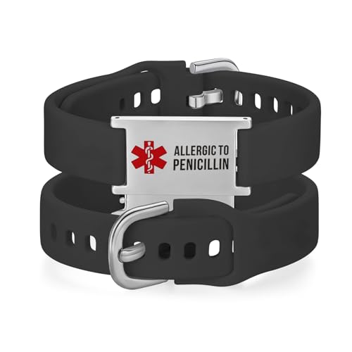 Image of LinnaLove Medical Alert ID Bracelet - Adjustable Silicone Band, Custom or Pre-Engraved Options, QR Code Available