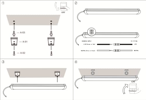 IP65 Waterproof 40W 4FT Batten LED Tube Ceiling Spotlight - 4000LM, 6500K, 130° Beam, Shop, Office, Living Room, Cold Storage