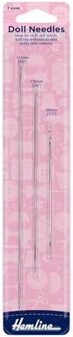 Hemline Hand Sewing Doll Needles, Pack of 3, Different Sizes