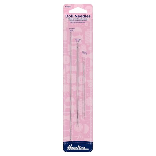 Hemline Hand Sewing Doll Needles, Pack of 3, Different Sizes