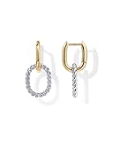 PAVOI 14K Gold Plated Two-Tone Convertible Twisted Rope and Plain Paperclip Link Earrings for Women - Mixed Metals Gold Braided Drop Dangle Huggie Hoop Earrings