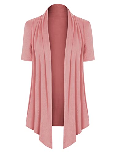 Image of MixMatchy Women's Lightweight Short Sleeve Draped Open Front Cardigan Vest