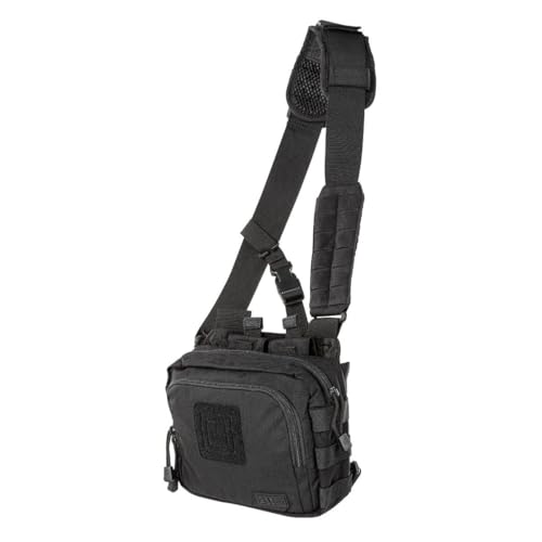 5.11 Tactical Sling Ammo Bag, 2-Banger Pistol Case Crossbody Shoulder Pack, Black, Style 56180ABR