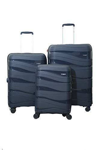 Image of Cosmos Luggage Trolley Suitcase for Travelling (Charcoal Grey, Midnight Blue, Teal Green and Pink) (Midnight Blue, Set of 3)