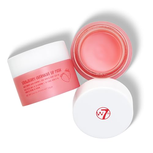 W7 Maschera Labbra Notte Sweet Dreams alla Fragola - Vitamina E, Aloe Vera e Olio di Semi d'Uva...