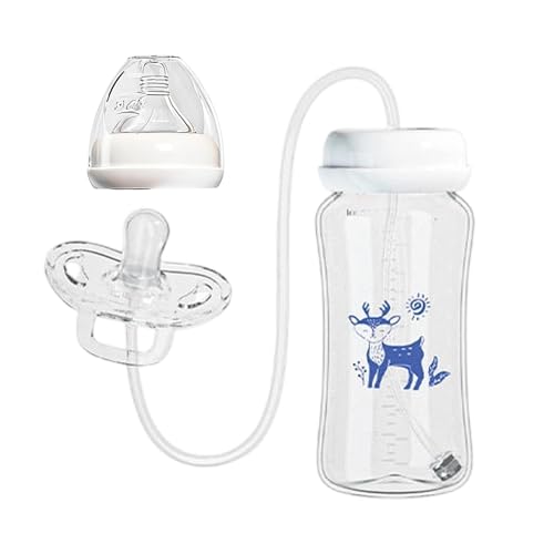 Pacifier Bottle Hands Free Anti ColicBaby Bottles Silicone Leakproof Milk Bottle Water Feeder Soft Portable Adjustable Feeding Container for Home Outdoor Camping Bedroom Living Room