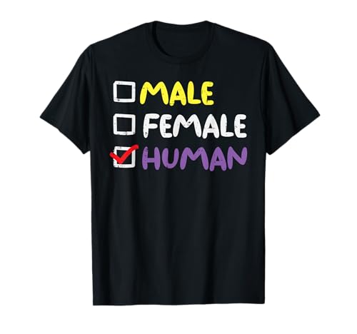 Male Female Human Checkbox LGBTQ Non-Binary Flag Genderqueer T-Shirt