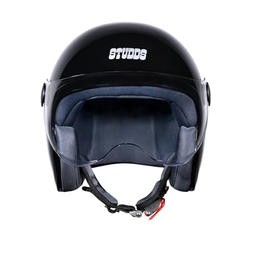 Image of Studds Jet Open Face ISI Certified Helmet with Chopper Visor Black - M