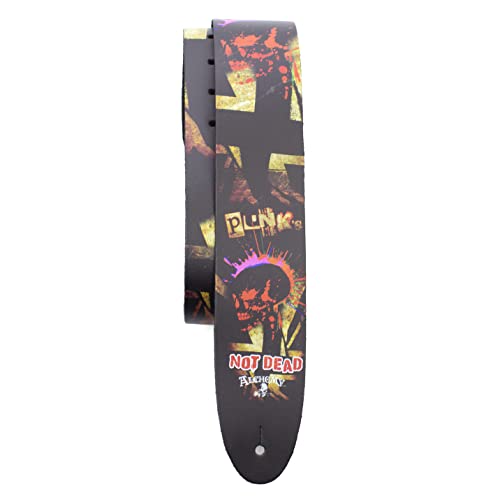 Perri's Leathers, Official Alchemy Punks Not Dead Licenced Leather Guitar Strap, Direct to Leather Series, Anti-Slip, Adjustable from 42.5