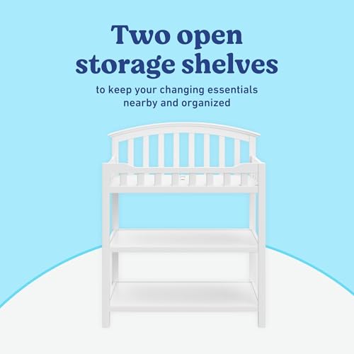 Image of Graco Changing Table with Water-Resistant Changing Pad (White) - GREENGUARD Gold Certified, Multi Storage Nursery Changing Table for Infants and Babies