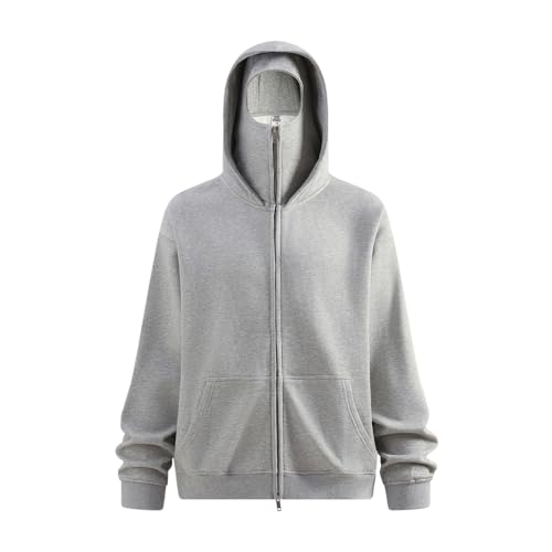 crazynekos Heavyweight Fleece Double Zip Hoodie for Men Oversized Drop Shoulder