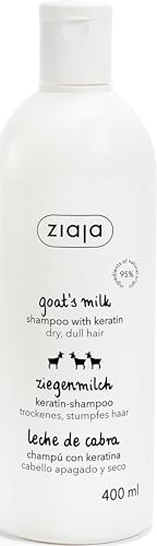 Champú Leche de Cabra con Keratina de ZIAJA – Fortalece, Hidrata y Realza los Rizos Naturales – Sin Silicona, ni Parabenos ni SLES – 400ml