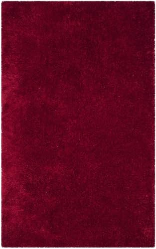 Image of Handmade 2 inch Pile Height Super Soft Touch Export Quality Plain shag Carpets for Home Size 5 X 8 Feet Color Maroon