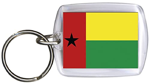 Fan-O-Menal Plastic Key Ring with Country Flags – Key Ring – Pendant with Key Ring Size Approx. 4 x 5 cm – Country Flag on Both Sides – Key Holder – Various Countries Flags, Guineau - Bissau,